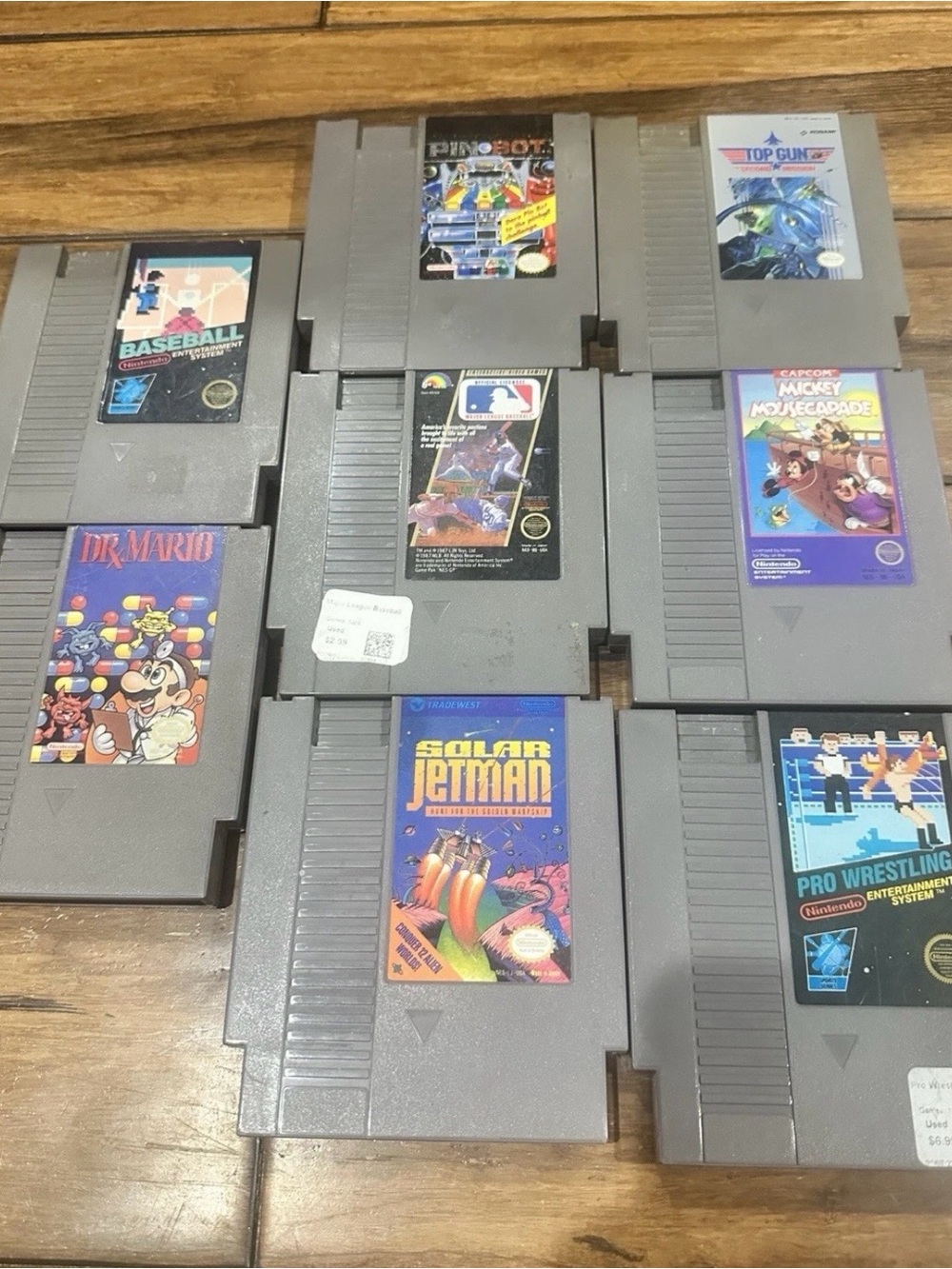 Nintendo NES Lot Of 8. Baseball Mario Wrestling Pin Bot Top Gun Solar Jetman
